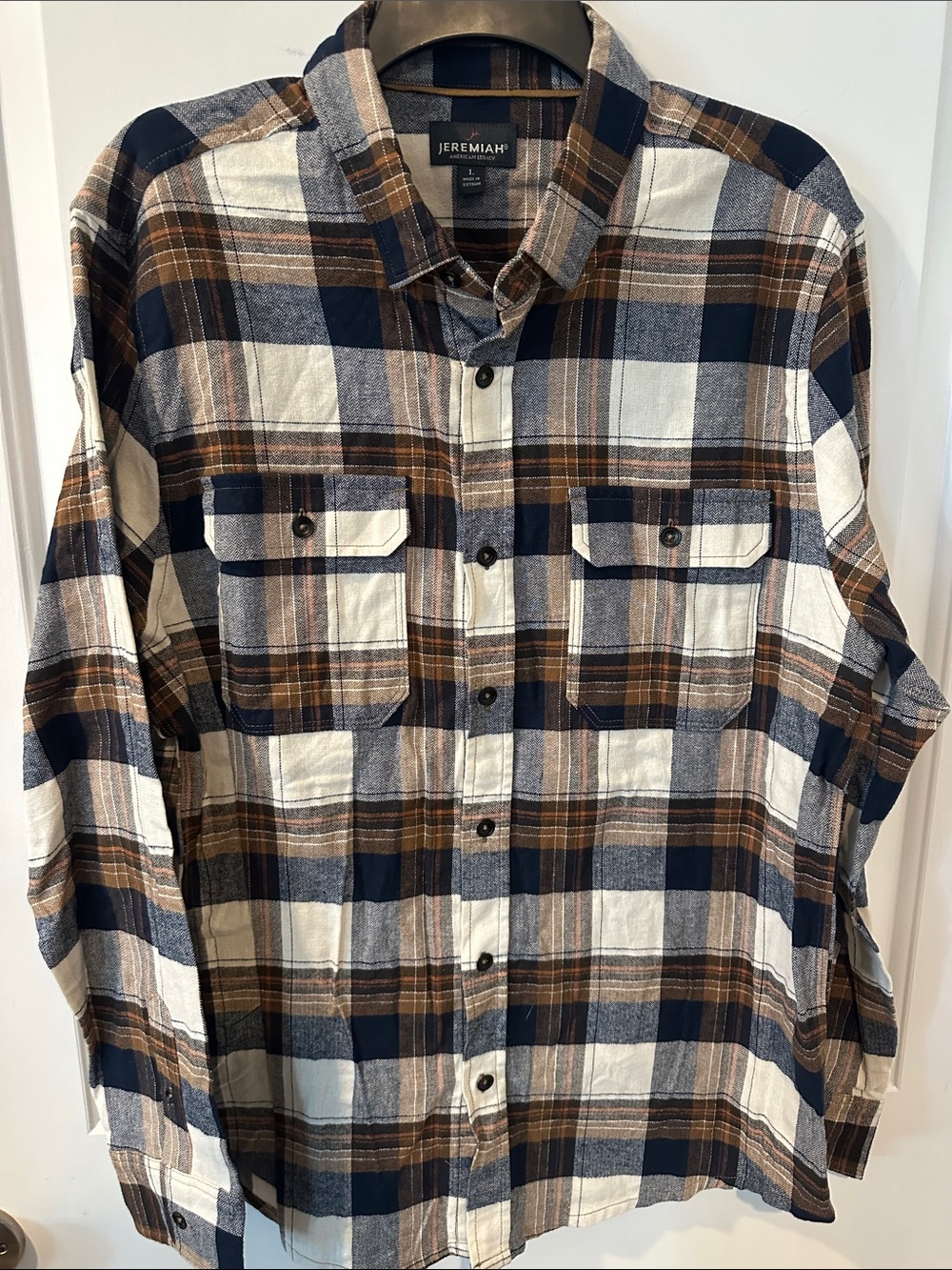 Jeremiah Men's Fall Navy & Brown Plaid Button-Down Shirt